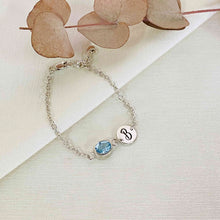 Load image into Gallery viewer, Initial Birthstone Bracelet
