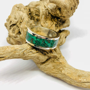Malachite and Pyrite Dust Inlay Ring