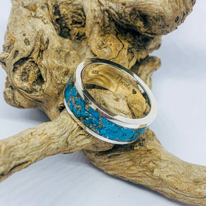 Turquoise and Silver Dust Inlay Ring