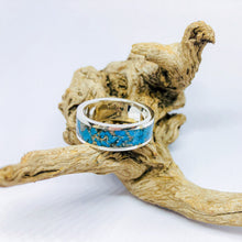Load image into Gallery viewer, Turquoise and Silver Dust Inlay Ring
