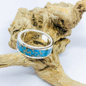 Turquoise and Silver Dust Inlay Ring